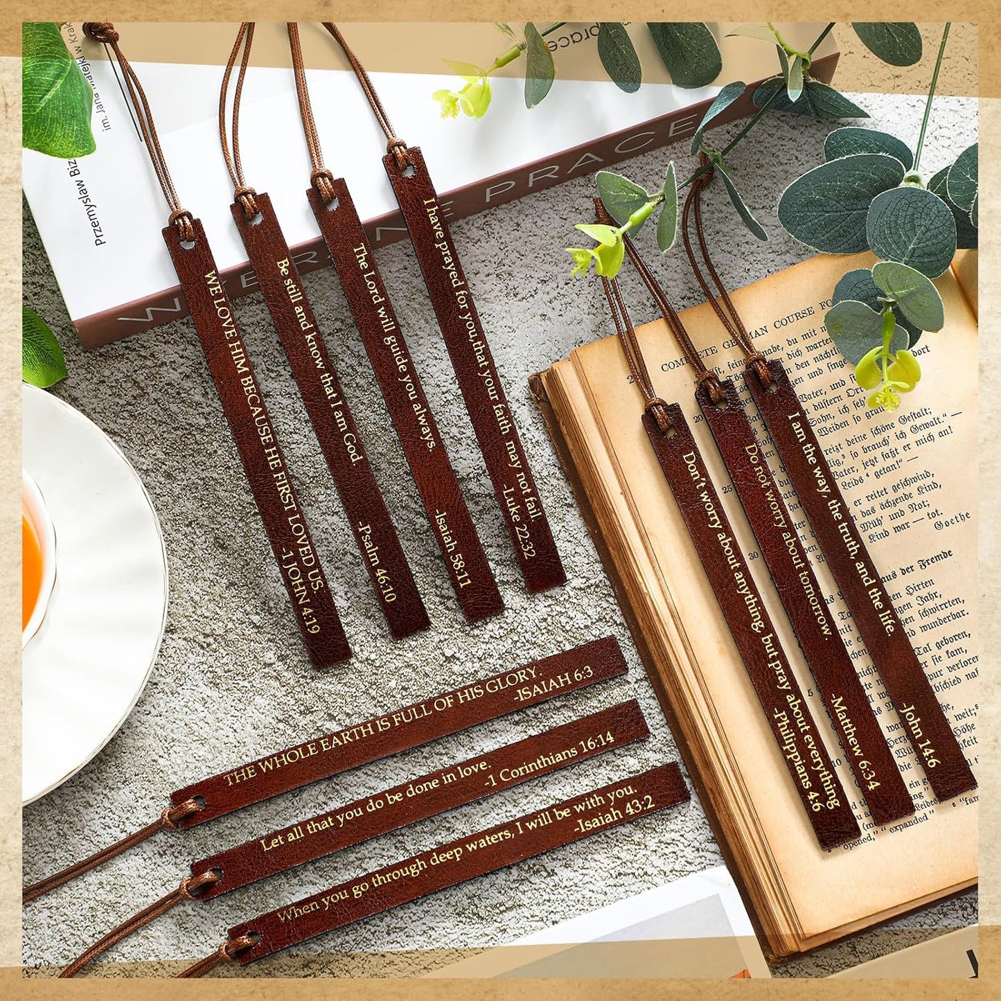 SOLD - Bible Verse Leather Bookmarks