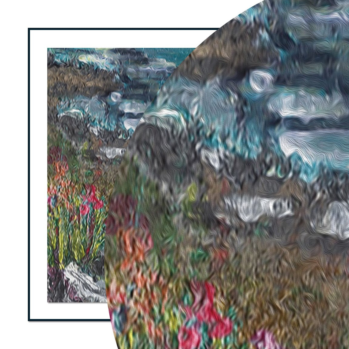 1 of 4 Illustration Set I Mammoth Lakes, CA I Zoomed Section of Full Illustration I Framed Canvas Print