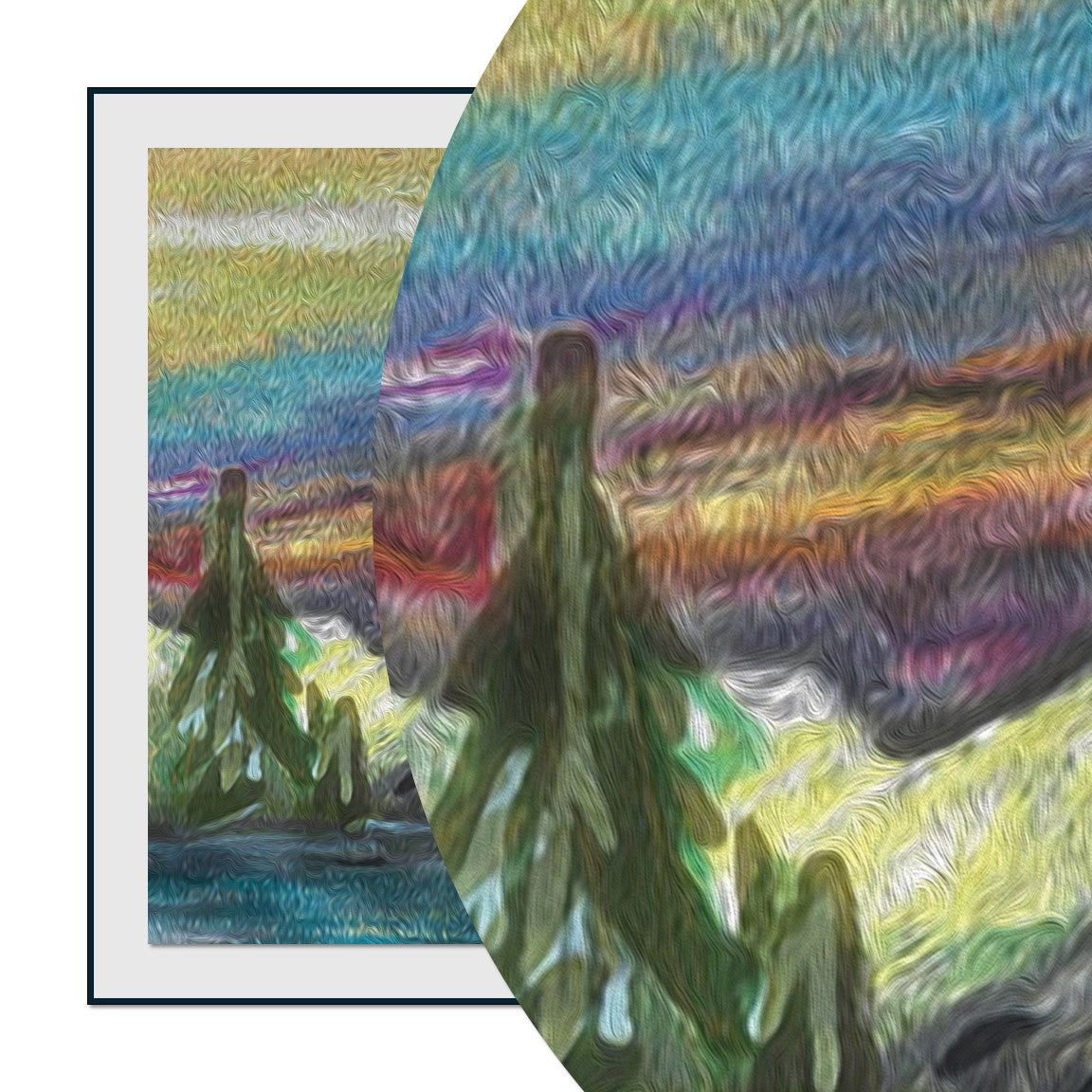 1 of 4 Illustration Set I Mammoth Lakes, CA I Zoomed Section of Full Illustration I Framed Canvas Print