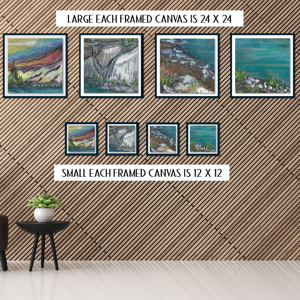 1 of 4 Illustration Set I Mammoth Lakes, CA I Zoomed Section of Full Illustration I Framed Canvas Print