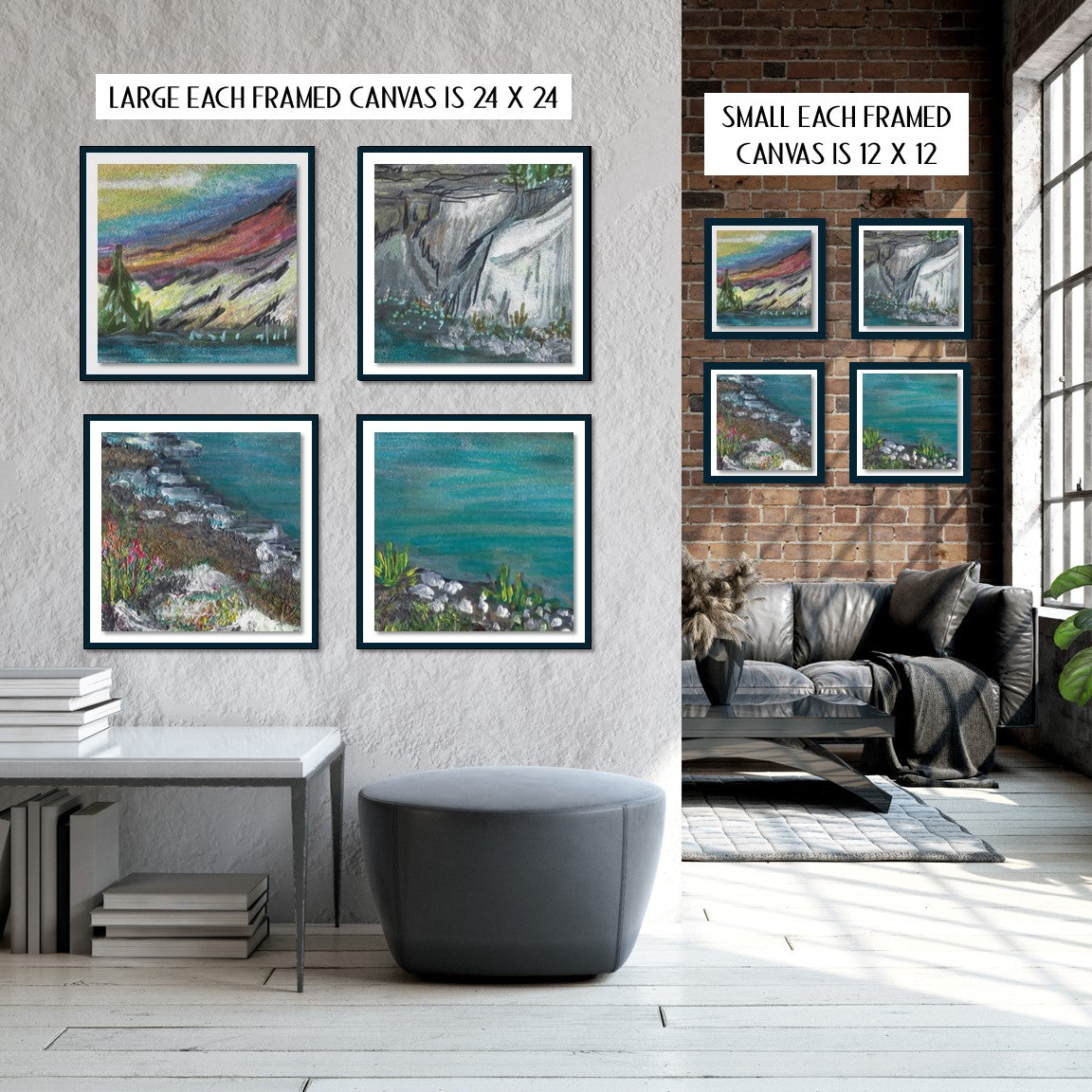 1 of 4 Illustration Set I Mammoth Lakes, CA I Zoomed Section of Full Illustration I Framed Canvas Print