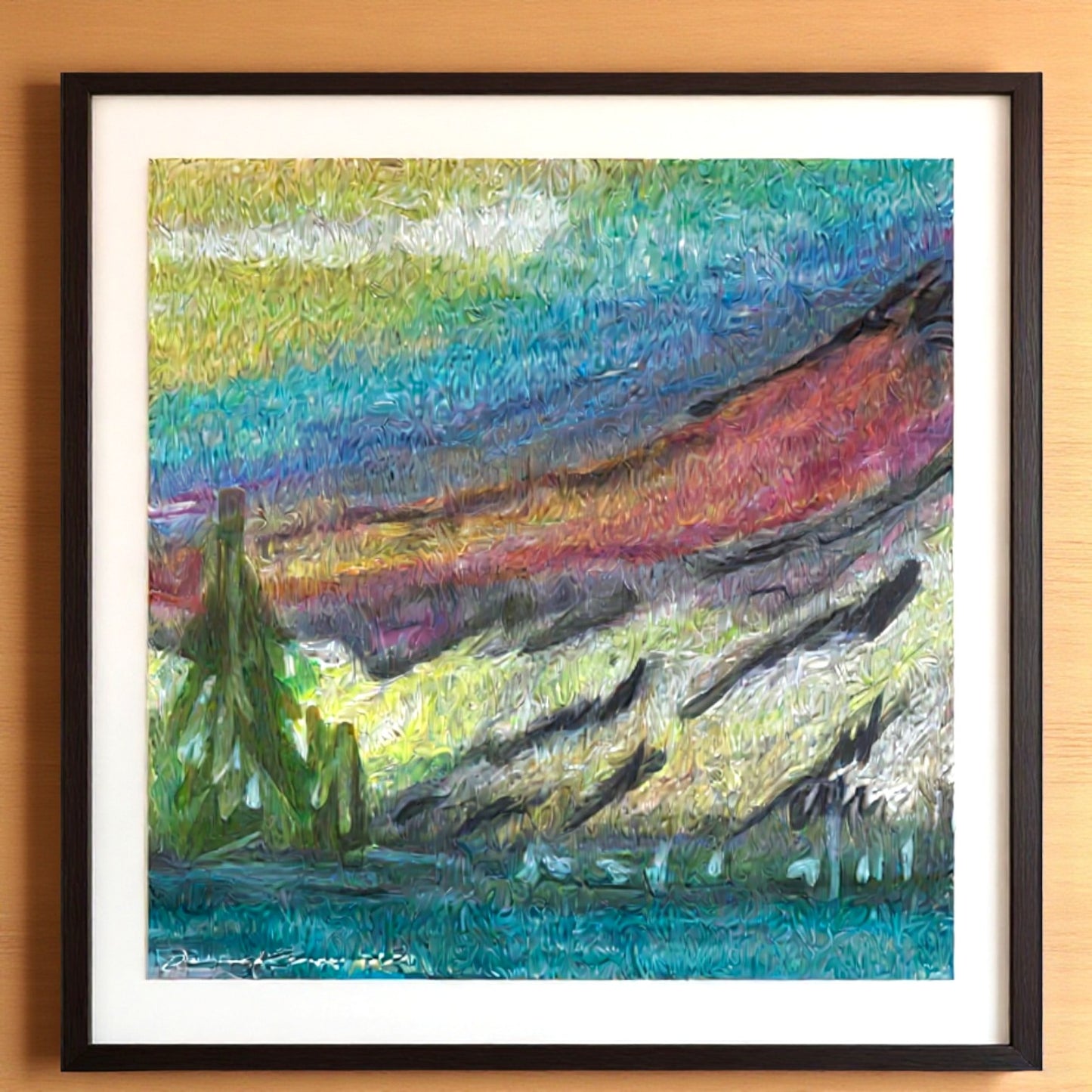 Mammoth Lakes Gallery Wall Art I Mountain, Lake, Flower & Rock Cliff Illustration 16" x 16"