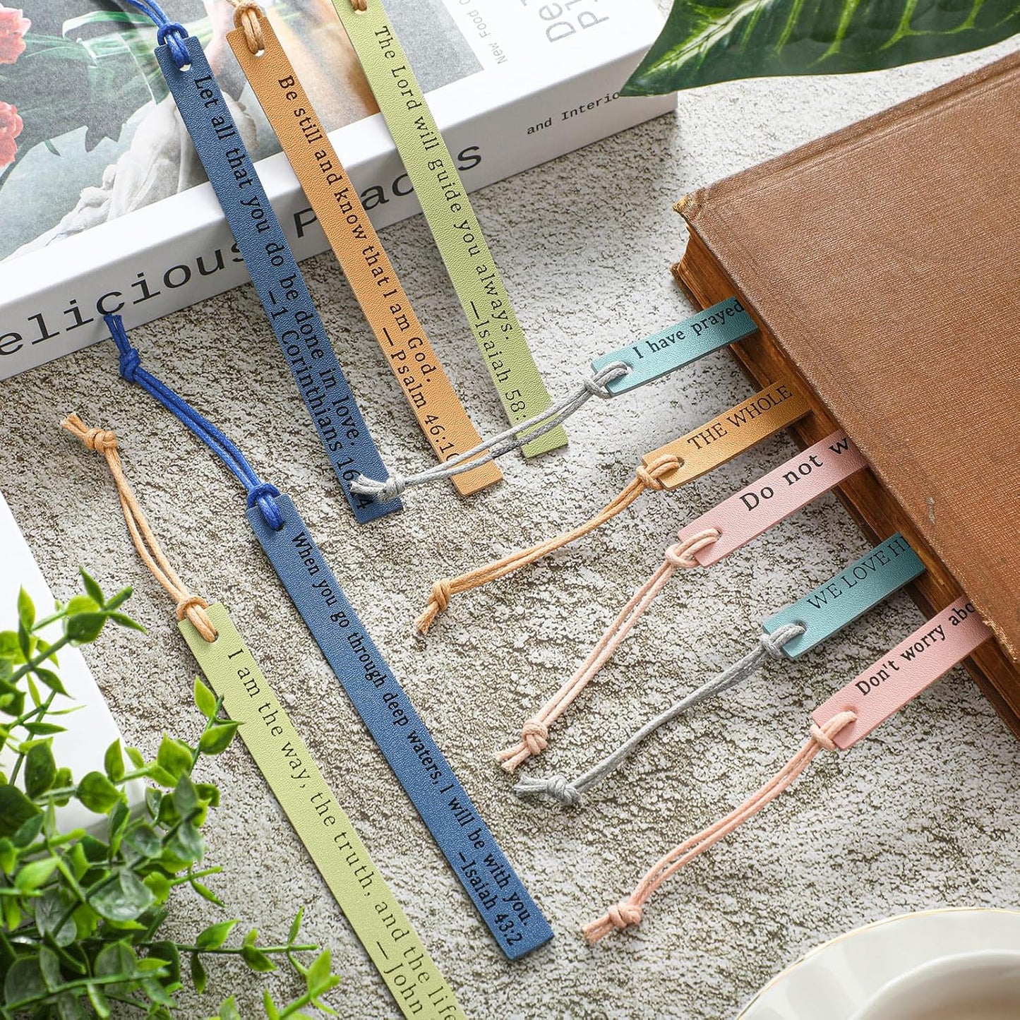 SOLD - Bible Verse Leather Bookmarks
