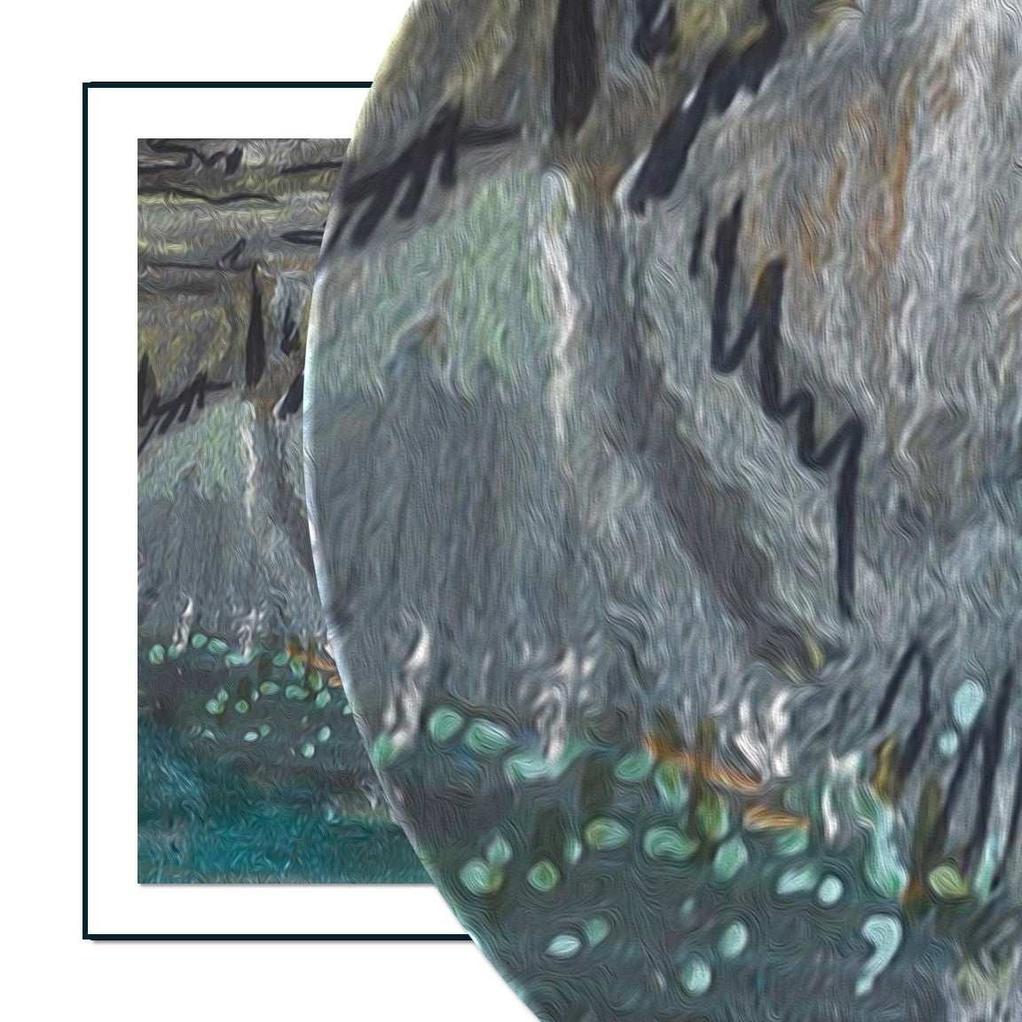 Mammoth Lakes Gallery Wall Art I Mountain, Lake, Flower & Rock Cliff Illustration 16" x 16"